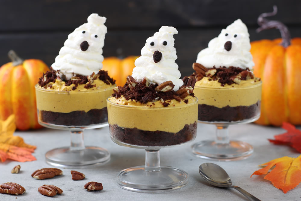 Ghostly Pumpkin Spice Mousse Cups